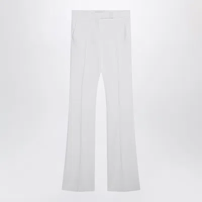 Max Mara Optical White Slim Trousers In Crêpe Canvas