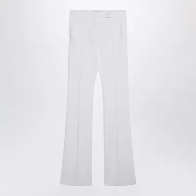 MAX MARA MAX MARA OPTICAL WHITE SLIM TROUSERS IN CRÊPE CANVAS