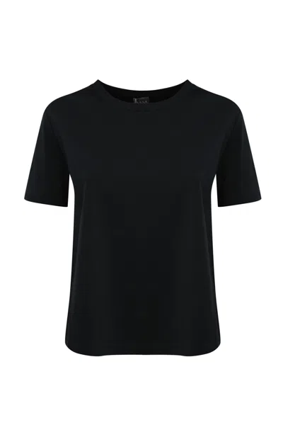 Max Mara Opunzia T-shirt In Interlock Jersey In Blu Ricamo Mm
