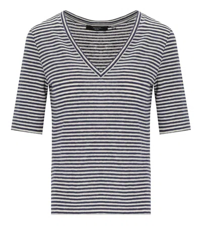 Max Mara Opzione Blue Striped T-shirt In Gray