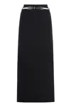 Max Mara Ora Side Slit Maxi Skirt With Tipping In Black