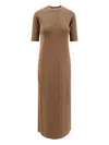 Max Mara Orafo Ribbed-knit Maxi Dress In Brown