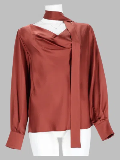 Max Mara Silk Blouse With Bow Detail In Burgundy