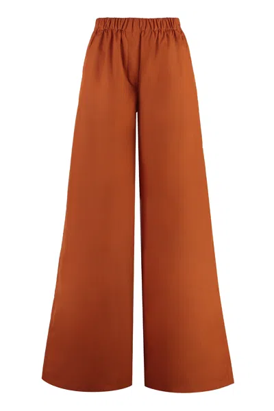 Max Mara Orange Cotton Trousers With Elastic Waistband For Women (ss24)