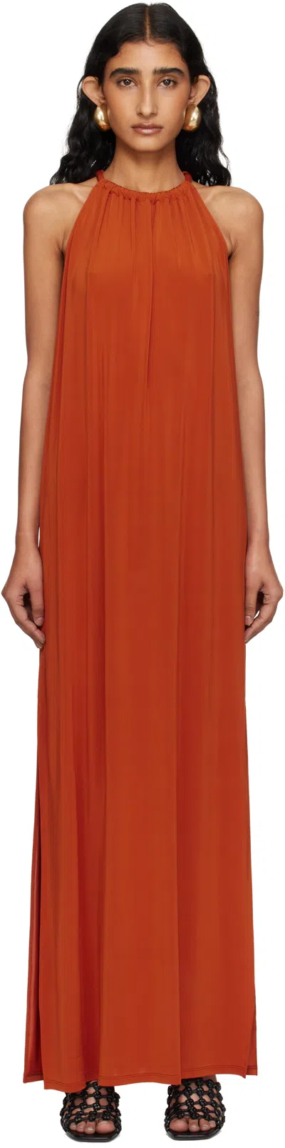 Max Mara Orange Diego Midi Dress In Brown