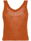 MAX MARA ORANGE OPEN KNIT TANK TOP - WOMEN'S - POLYAMIDE/COTTON