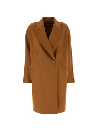 Max Mara Orange Wool Mastro Coat In Brown
