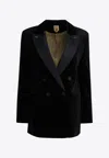 Max Mara Velvet Blazer With Satin Lapels And Buttons In Multi