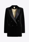 Max Mara Orario Velvet Double-breasted Jacket In Black