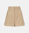 Max Mara Orbita High-rise Cotton-blend Shorts In Neutral