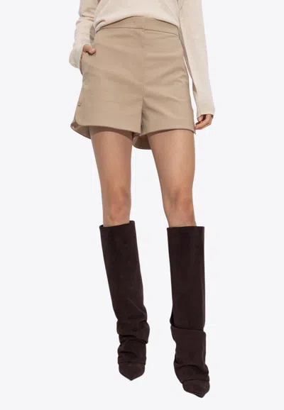 Max Mara Orbita High-rise Mini Shorts In Neutral
