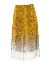 Max Mara Orche Print Silk Skirt In Yellow
