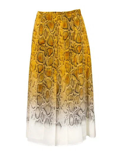 Max Mara Orche Print Silk Skirt In Giallo