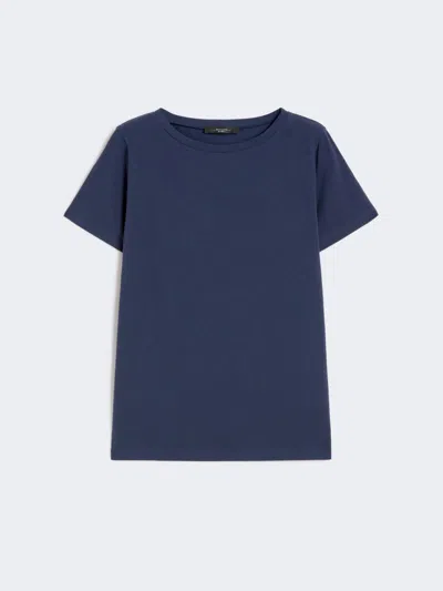 Max Mara Organic Cotton T-shirt In Blue