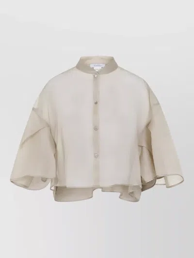 Max Mara Organza Cape Cropped High Low Hem In Neutral