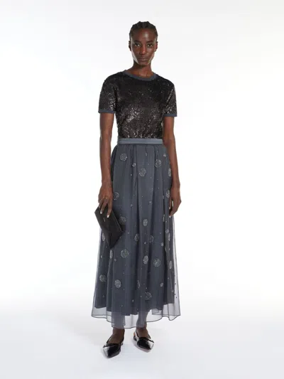 Max Mara Organza Circle Skirt In Dark Grey