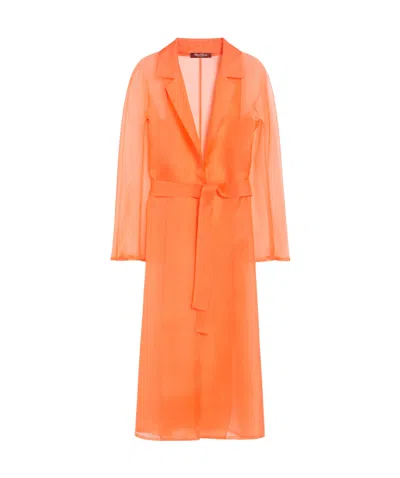 Max Mara Organza Duster Coat In Coral