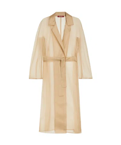 Max Mara Organza Duster Coat In Nude