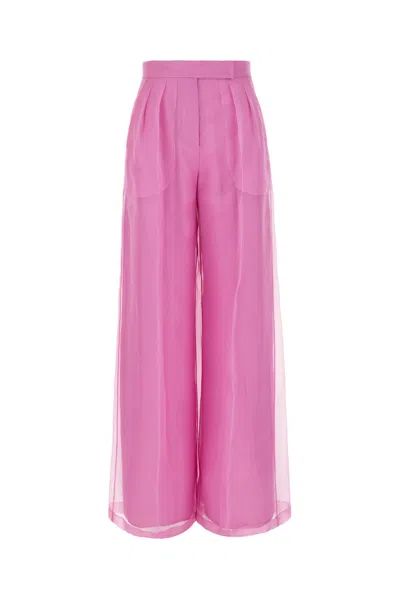 Max Mara Organza High Waist Trousers In Pink