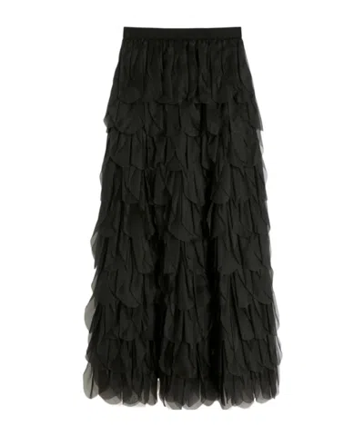 Max Mara Organza Petal Skirt In Black