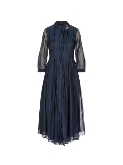 Max Mara Organza Shirt Dress In Blue