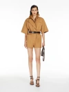 Max Mara Organza Shirt With Logo In Tobacco