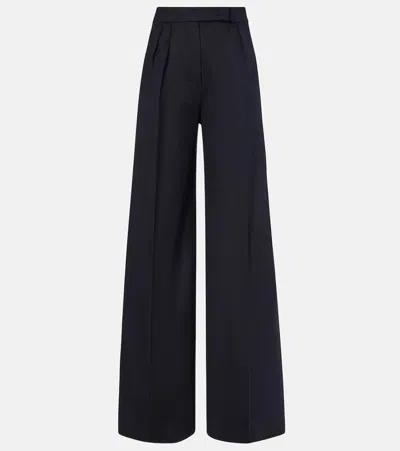 Max Mara Ori Camel Hair Wide-leg Pants In Blue