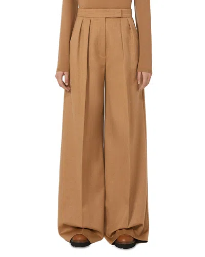 Max Mara Ori Camel Wool Trousers In Brown