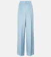 Max Mara Origano High-rise Silk Wide-leg Pants In Blue