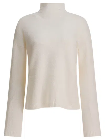 Max Mara Mock Neck Long Sleeve Knit Sweater In White