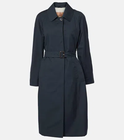 Max Mara Orleans Cotton-blend Twill Coat In Blue