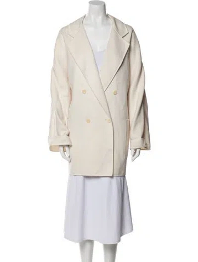 Pre-owned Max Mara Orma Virgin Wool Trench Coat In Neutral