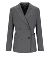 Max Mara Ornati Grey Double-breasted Blazer In Gray
