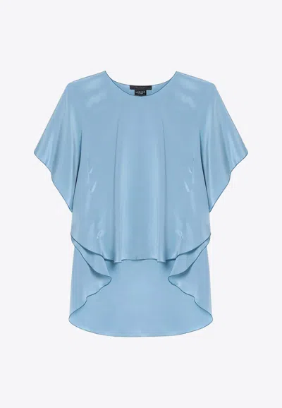 Max Mara Oronte Flowy Silk Blouse In Light Blue