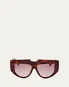 Max Mara Women's Orsola 57mm Shield Sunglasses In Shiny Classic Havana