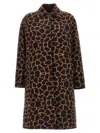 Max Mara 'animal Print Collared Neck Coat' In Brown