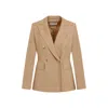 Max Mara Cotton Crepe Double Breasted Jacket In Beige