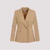 Max Mara Cotton Crepe Double Breasted Jacket In Miele