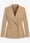 Max Mara Cotton Crepe Double Breasted Jacket In Beige