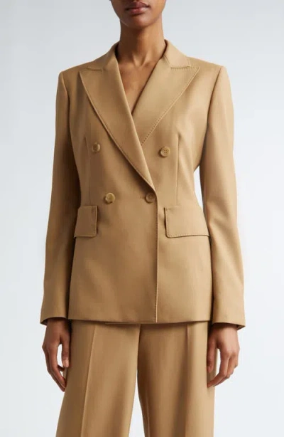 Max Mara Sanna Double-breasted Long-sleeved Jacket In Brown