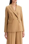 Max Mara Cotton Crepe Double Breasted Jacket In Beige