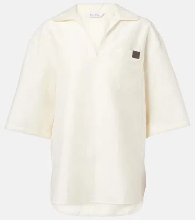 Max Mara Osiride Linen And Silk-blend Polo Shirt In White