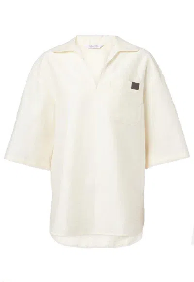 Max Mara Osiride V-neck Short-sleeved Top In White