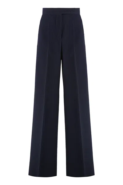 Max Mara Osol Virgin Wool Trousers In Black