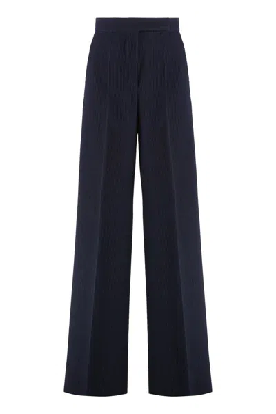 Max Mara Osol Virgin Wool Trousers In Blue