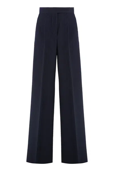 Max Mara Osol Virgin Wool Trousers In Blue