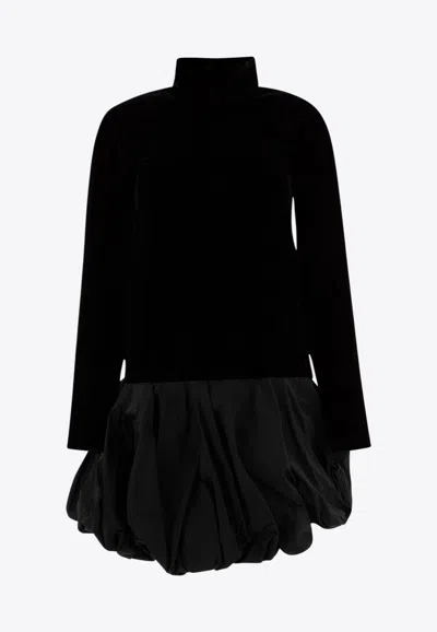 Max Mara Osso High-neck Mini Velvet Dress In Black