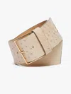 Max Mara Ostrich-print Leather Belt In Beige