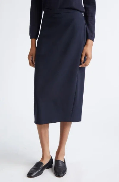 Max Mara Otre Stretch Wool Midi Skirt In Blue
