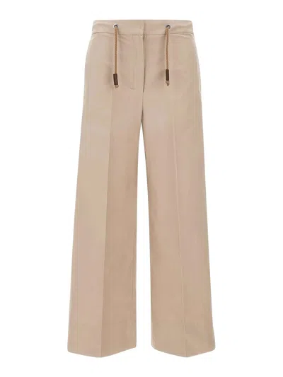 Max Mara Ottavo Waterproof Twill Trousers In Beige